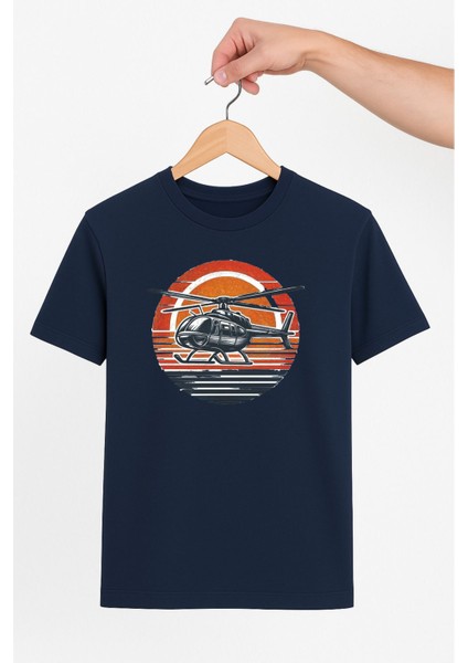 Helikopter Silüeti Unisex Tshirt Pilot - Havacı - Uçak Tutkunu