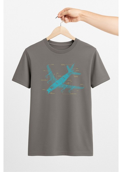 Aircraft Technical Draw Unisex Tshirt Pilot - Havacı - Uçak Tutkunu