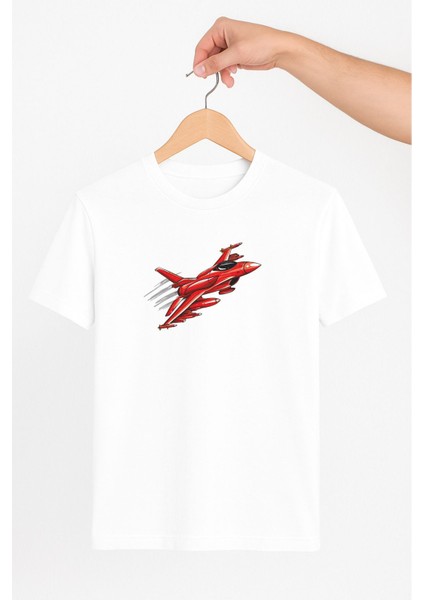 Kırmızı Jet Uçak Unisex Tshirt Pilot - Havacı - Uçak Tutkunu