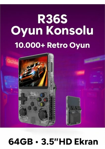R36S Mini Konsol 10.000 Retro Oyun IPS Ekran Kalitesi