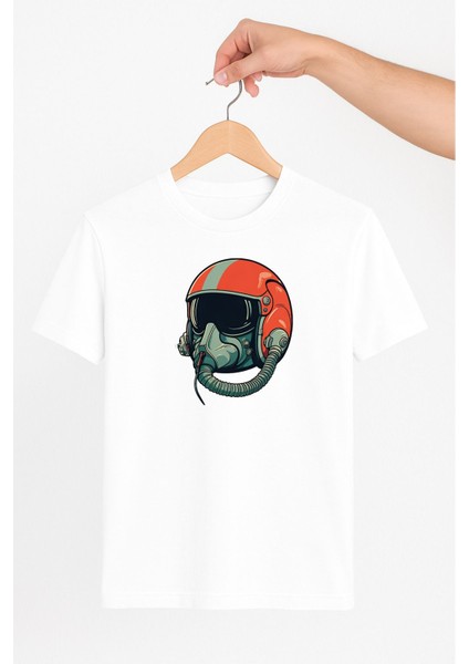 Pilot Kask Tasarım Unisex Tshirt Pilot - Havacı - Uçak Tutkunu