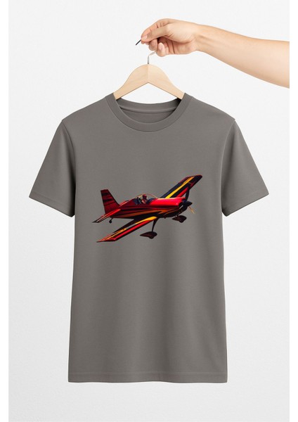Kırmızı Uçak Tasarım Unisex Tshirt Pilot - Havacı - Uçak Tutkunu