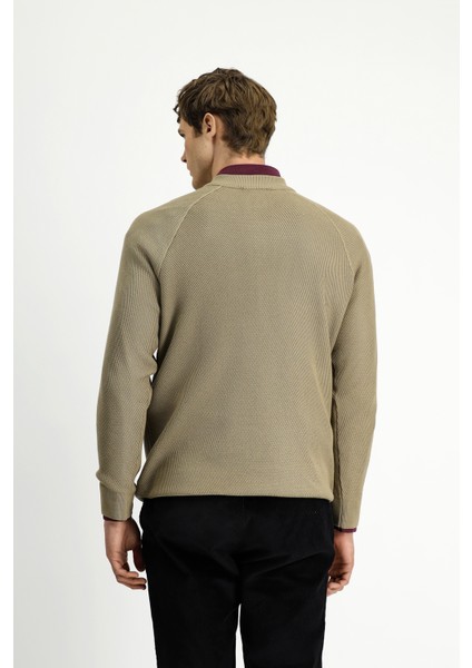 Yarım Balıkçı Yaka Regular Fit Fermuarlı Desenli Pamuklu Triko Kazak indirimleri