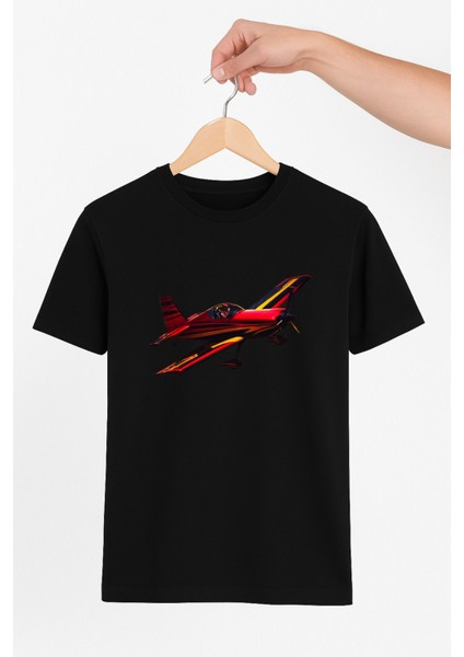 Kırmızı Uçak Tasarım Unisex Tshirt Pilot - Havacı - Uçak Tutkunu
