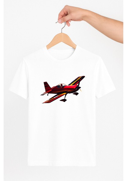 Kırmızı Uçak Tasarım Unisex Tshirt Pilot - Havacı - Uçak Tutkunu