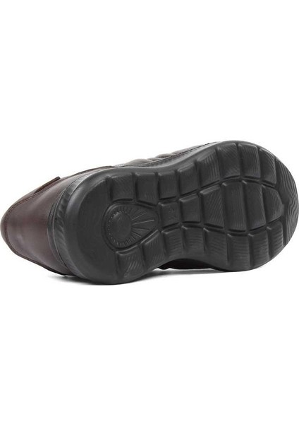 Erkek Kahverengi Bağcıklı Kalın Tabanlı Deri Sneaker indirimleri