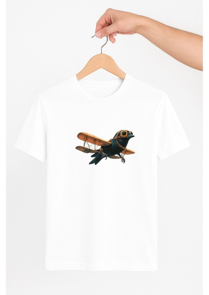 Kuş Uçak Temalı Unisex Tshirt Pilot - Havacı - Uçak Tutkunu