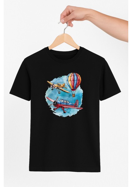 Uçaklar ve Balon Unisex Tshirt Pilot - Havacı - Uçak Tutkunu