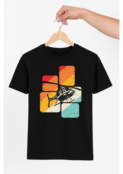 Parçalı Renkler Helikopter Unisex Tshirt Pilot - Havacı - Uçak Tutkunu
