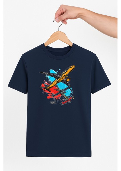 Renkli Yolcu Uçakları Unisex Tshirt Pilot - Havacı - Uçak Tutkunu