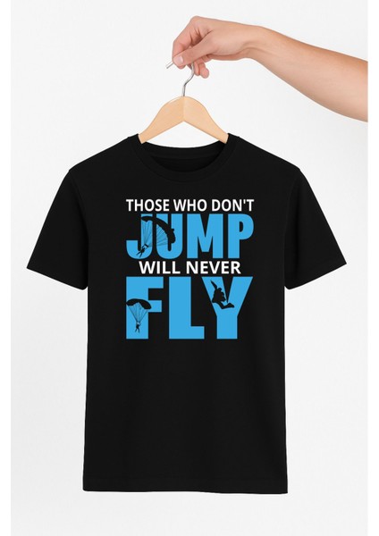 Jump Fly Paraşütcü Tasarım Unisex Tshirt Pilot - Havacı - Uçak Tutkunu