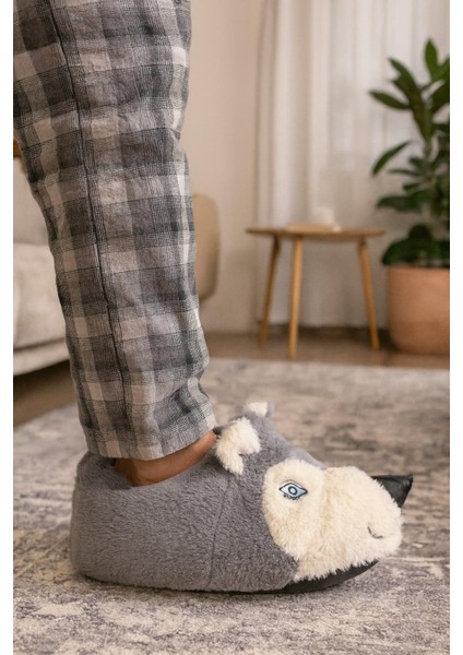 Kurt Figürlü Peluş Panduf Ev Pandufu Unisex Panduf fiyatları