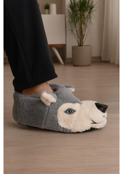 Kurt Figürlü Peluş Panduf Ev Pandufu Unisex Panduf modelleri