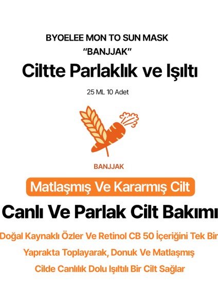 Tekli 1 Adet Pirinç Özlü Retinol CB50 Pancar Elma Havuç Özlü Canlılık ve Işıltı Veren Banjjak Kore Yüz Maske modelleri