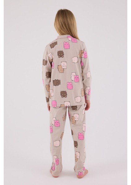 Kız Çocuk Bej Gömlek Pijama Takımı indirimleri
