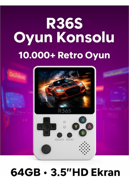 R36S Mini Konsol 10.000 Retro Oyun IPS Ekran Kalitesi