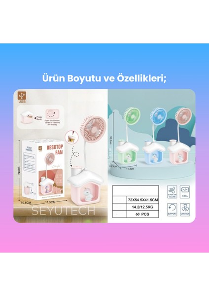 Kumbaralı Kalemtıraşlı Masaüstü Fan LED Işıklı Figürlü Şarj Edilebilir Vantilatör Fan fırsatları