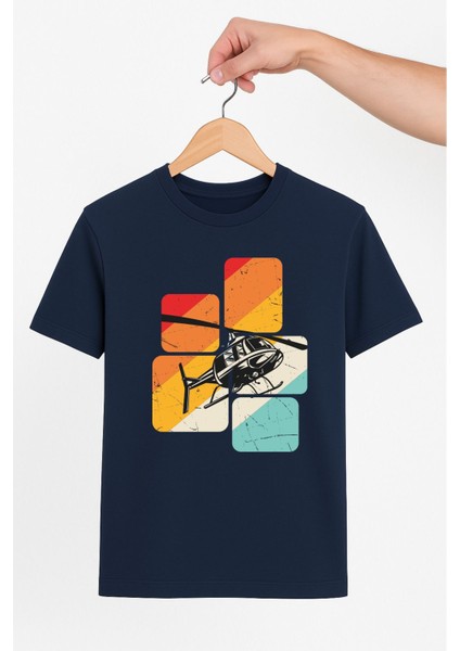 Parçalı Renkler Helikopter Unisex Tshirt Pilot - Havacı - Uçak Tutkunu