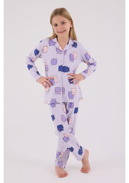 Kız Çocuk Mor Gömlek Pijama Takımı fiyatları