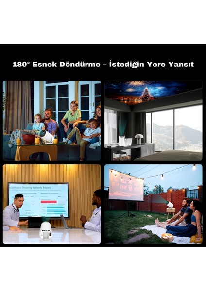 Teknomie Taşınabilir Akıllı Projektör – Ultra Hd, Kablosuz Wi-Fi, Bluetooth, Ev Sineması Deneyimi, Telefon Uyumlu, Kumandalı Hoparlörlü Mini Projektör indirimleri