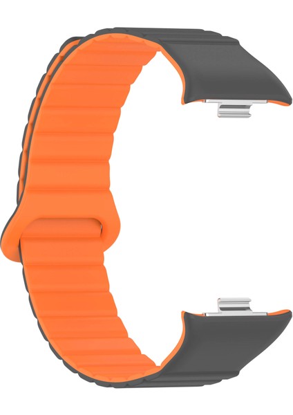 Xiaomi Band 8 Pro Uyumlu Mıknatıslı Silikon KORDON-105 Gri-Turuncu modelleri