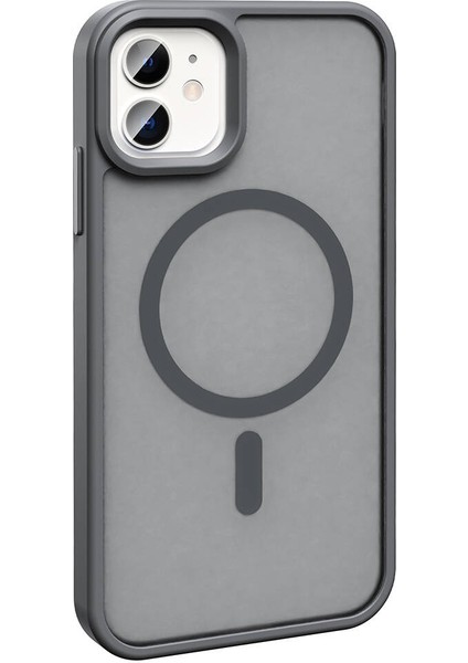 Apple iPhone 12 Kılıf Magsafe Şarj Özellikli Mat Arka Yüzey Zıvo Sio Kapak-Gri fırsatları