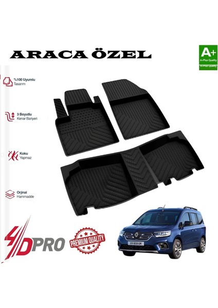 Renault Kangoo Havuzlu Kauçuk Paspas Siyah 2024 2025 2026 2027