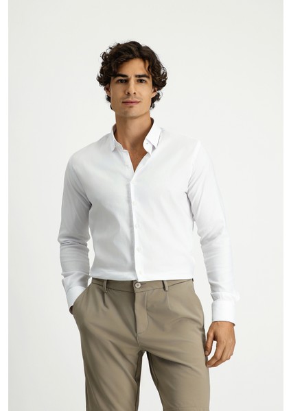 Techno-Line Uzun Kol Slim Fit Dar Kesim Pamuklu Desenli Gömlek modelleri