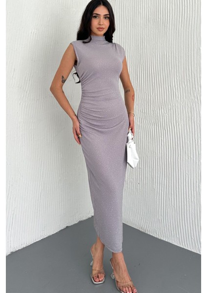 Drapeli Midi Boy Sim Detaylı Vizon Elbise indirimleri