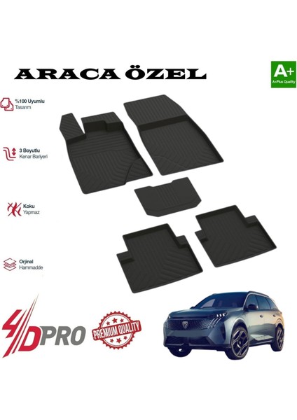 Peugeot 5008 Hybrıt 4-D Havuzlu Kauçuk Paspas Siyah 2024 2025 2026