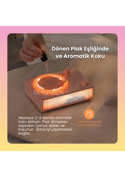 Aroma Terapi Bluetooth Hoparlör Nostalji Plak Görünüml 3D Ses Dalgası Işıklı Aroma Difüzörü fiyatları