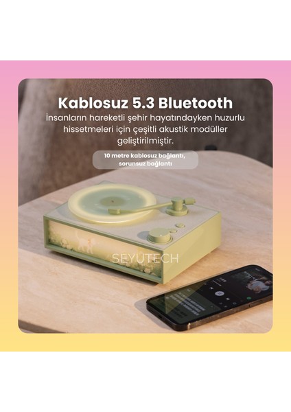 Aroma Terapi Bluetooth Hoparlör Nostalji Plak Görünüml 3D Ses Dalgası Işıklı Aroma Difüzörü modelleri