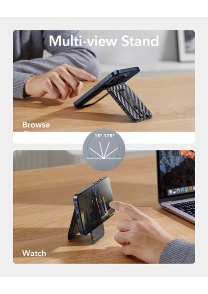 5 Kart Için Cüzdan Standı, Manyetik Parmak Halkalı Kart Tutucu, Magsafe ve Halolock ile Uyumlu Karbonfiber