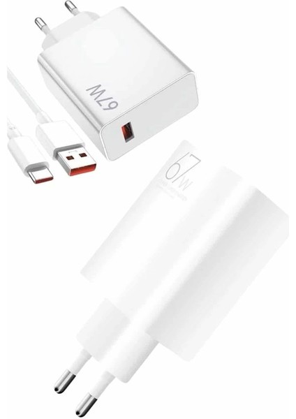 Beyaz Ultra Plus Hızlı Şarj Seti Şarj Adaptörü ve Kablosu 67W modelleri