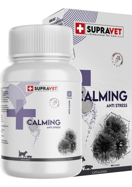 Kedi ve Köpekler Için Sakinleştirici Calming Tablet + Vitamin D ( 75 Tablet )
