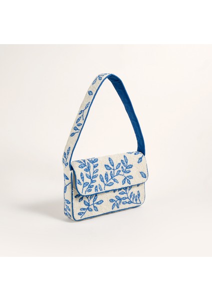 Delhı Boncuklu Pamuk Omuz Çantası 24X16.5 cm Mavi fiyatları