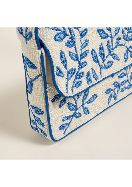 Delhı Boncuklu Pamuk Omuz Çantası 24X16.5 cm Mavi modelleri