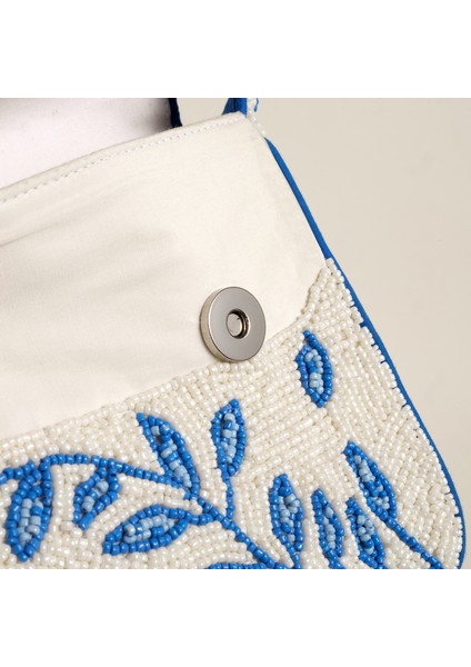 Delhı Boncuklu Pamuk Omuz Çantası 24X16.5 cm Mavi fırsatları