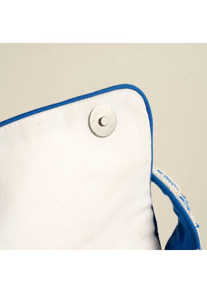 Delhı Boncuklu Pamuk Omuz Çantası 24X16.5 cm Mavi indirimleri