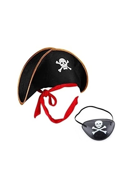 Kaptan Jack Çocuk Korsan Şapkası ve Göz Bandı Seti
