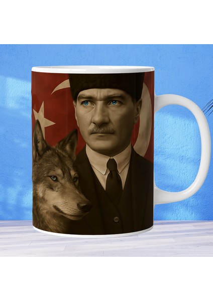 Atatürk ve Bozkurt Temalı Porselen Kupa Bardak – Vova Koleksiyon Serisi – 330 ml fiyatları