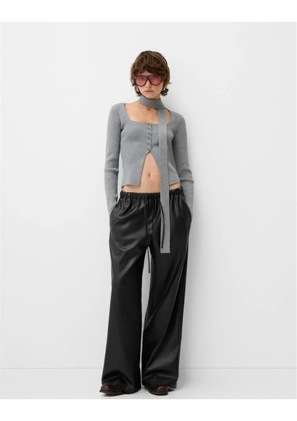 Allbucks Bershka, Beli Lastikli Suni Deri Bol Pantolon ABBRS1011 fiyatları