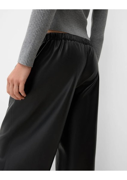 Allbucks Bershka, Beli Lastikli Suni Deri Bol Pantolon ABBRS1011 indirimleri