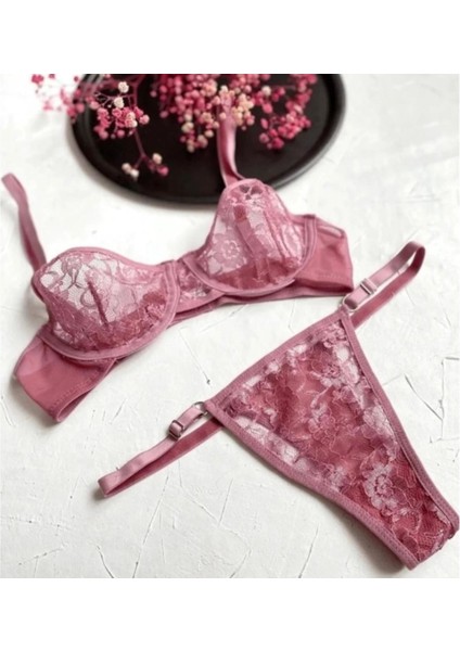 Kadın Mor Dantelli Iç Çamaşır Takımı