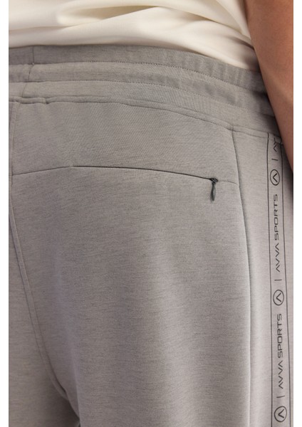 Erkek Gri Soft Touch Beli Lastikli Baskılı Elastan Regular Fit Eşofman Altı A42Y3417