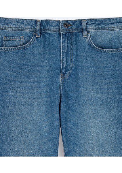 Erkek Mavi Eskitme Yıkama Tokyo Straight Fit Jean Pantolon A42Y3535