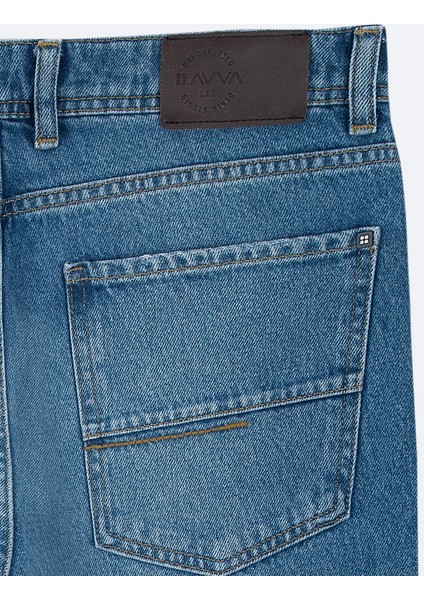 Erkek Mavi Eskitme Yıkama Tokyo Straight Fit Jean Pantolon A42Y3535