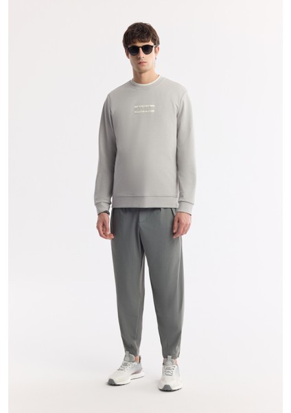 Erkek Gri Bisiklet Yaka Baskılı Bi-Stretch İnterlok Regular Fit Sweatshirt A51Y1204 indirimleri