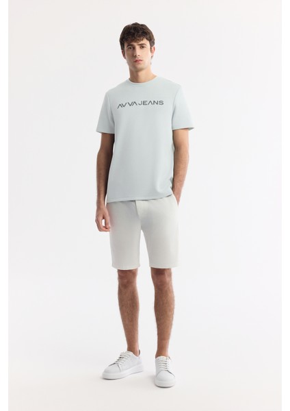 Erkek Regular Fit Mint Yeşil Bisiklet Yaka Reflektörlü Bi-Stretch İnterlok T-Shirt A51Y1037
