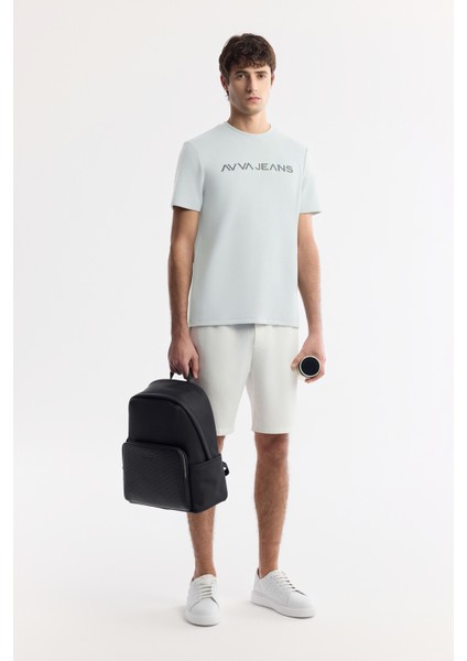 Erkek Regular Fit Mint Yeşil Bisiklet Yaka Reflektörlü Bi-Stretch İnterlok T-Shirt A51Y1037